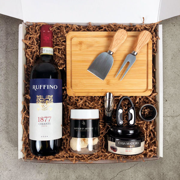 Kit Presente Corporativo Gourmet com Vinho Italiano Ruffino Chianti - LeBlank Corporativo