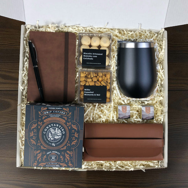 Kit Presente Corporativo Office Cafe com Copo Termico Personalizado