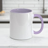 Caneca de Ceramica Branca Lilas Interno e Alca Emborrachada 325mL - Personalizada - LeBlank Corporativo