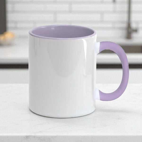Caneca de Ceramica Branca Lilas Interno e Alca Emborrachada 325mL - Personalizada - LeBlank Corporativo
