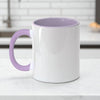 Caneca de Ceramica Branca Lilas Interno e Alca Emborrachada 325mL - Personalizada - LeBlank Corporativo