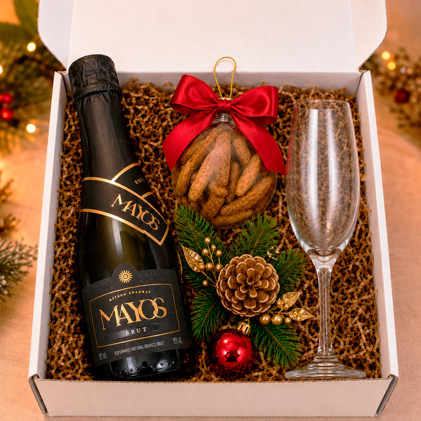Kit Presente Christmas com Espumante e Taca de Vidro