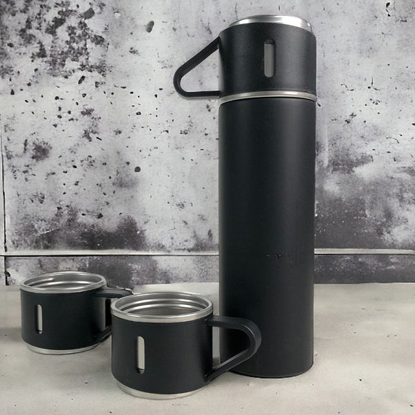 Garrafa Termica Kit com 3 Xicaras - Personalizado - LeBlank Corporativo