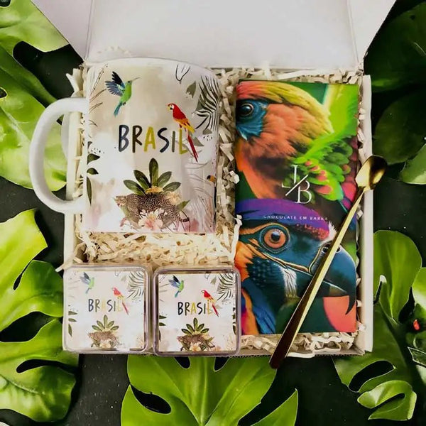 Kit Presente Corporativo Caneca Personalizada Brasil e Chocolate - LeBlank Corporativo