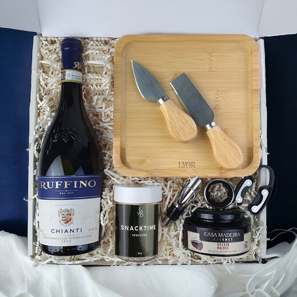 Kit Presente Corporativo Gourmet com Vinho Italiano Ruffino Chianti - LeBlank Corporativo