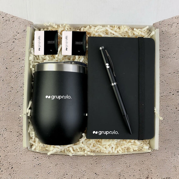 Kit Presente Corporativo Grupo Elo Caderno e Copo Termico - LeBlank Corporativo