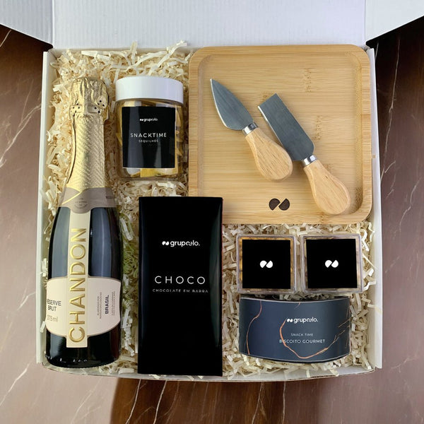 Kit Presente Corporativo Grupo Elo Chandon com Snacks Gourmet - LeBlank Corporativo