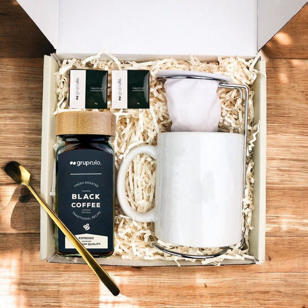 Kit Presente Corporativo Grupo Elo Coador de Cafe Individual e Caneca Personalizada - LeBlank Corporativo