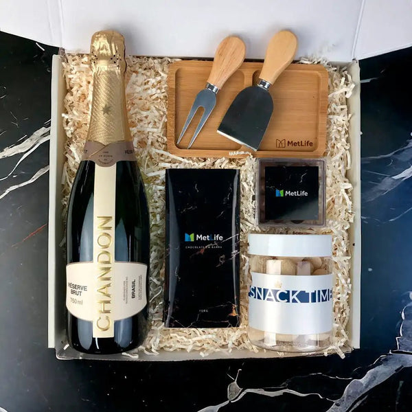 Kit Presente Corporativo Metlife Chandon com Petisqueira - LeBlank Corporativo