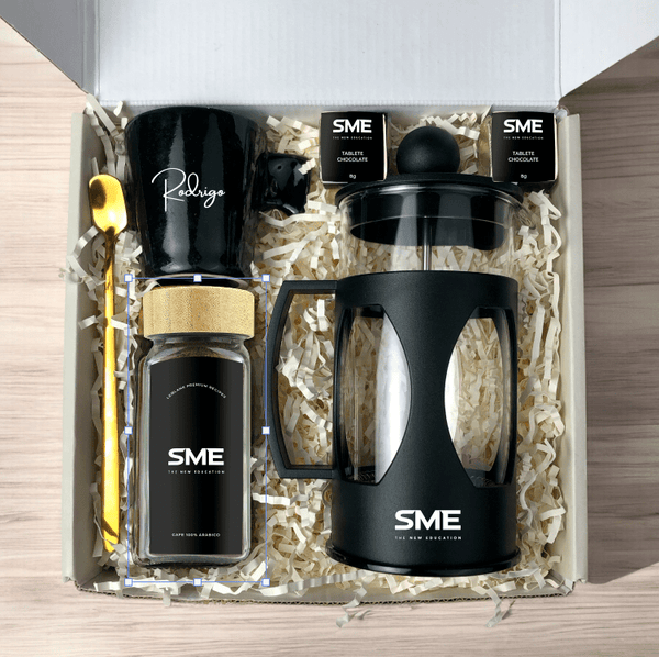 Kit Presente Corporativo SME Cafe com Prensa Francesa - LeBlank Corporativo