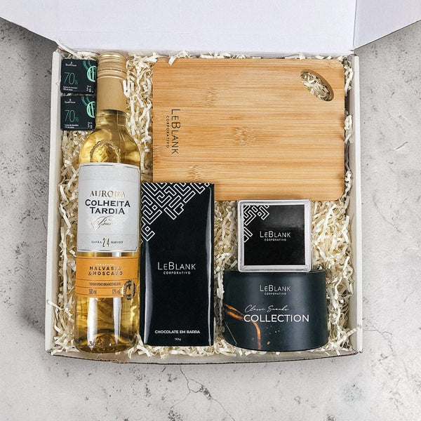 Kit Presente Corporativo Vinho Branco e Chocolate - LeBlank Corporativo