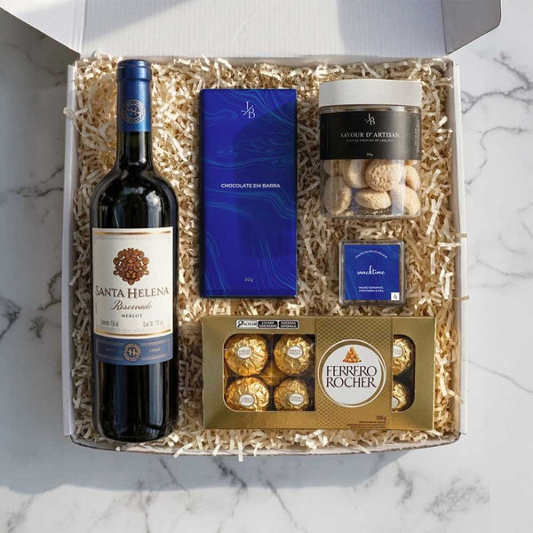 Kit Presente Corporativo Vinho Santa Helena Cabernet Sauvignon e Chocolate - LeBlank Corporativo