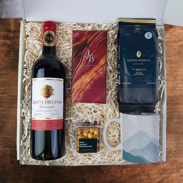 Foto do Kit Presente Corporativo Vinho Tinto com Caneca Personalizada