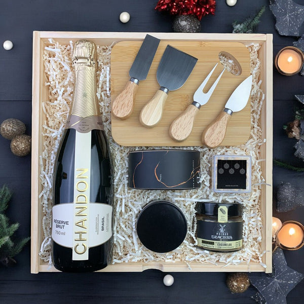 Kit Presente Corporativo Wood Chandon Brut Gourmet - LeBlank Corporativo