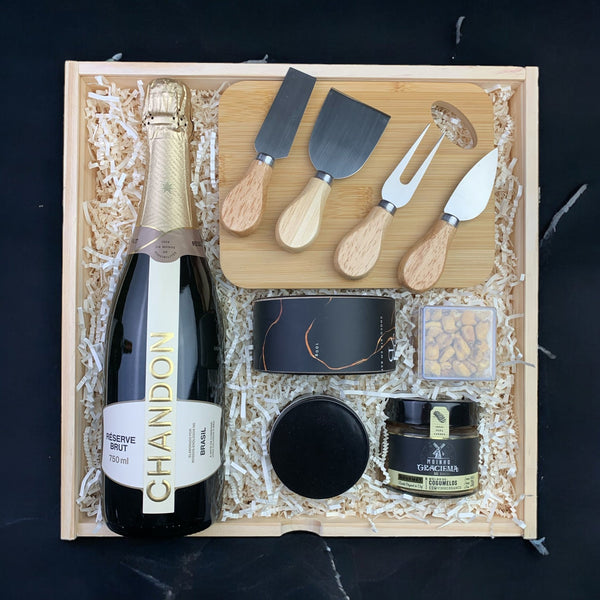 Kit Presente Corporativo Wood Chandon Brut Gourmet - LeBlank Corporativo