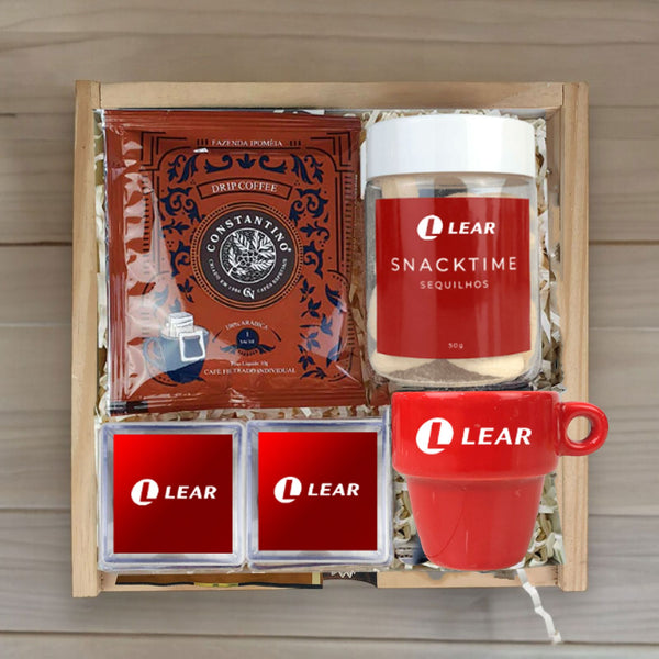 Kit Presente Corporativo Wood Drip Coffee Gourmet com Xicara Empilhavel - LeBlank Corporativo