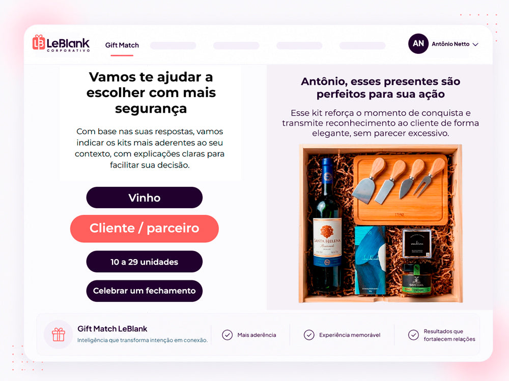 Visual da funcionalidade LeBlank