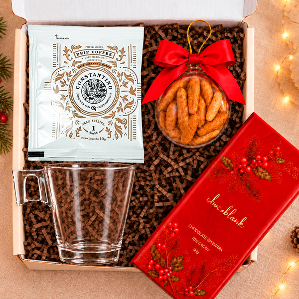 Kit Presente Corporativo Drip Coffee Natalino com Chocolate