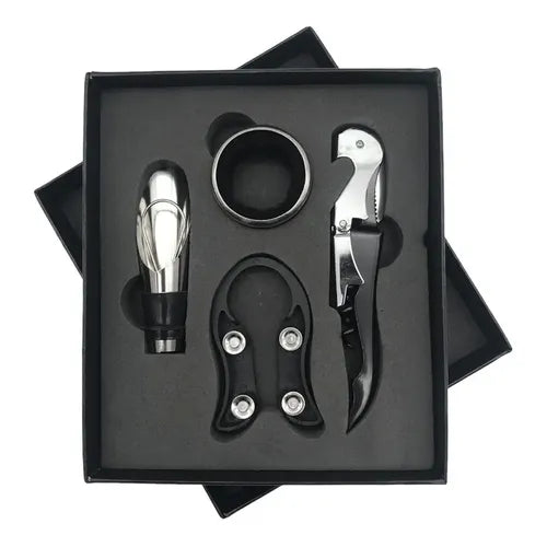 Kit Vinho de Inox 4 Pecas com Estojo - Personalizado