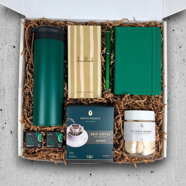 Kit Presente Corporativo Drip Coffee com Garrafa Termica Courino - LeBlank Corporativo