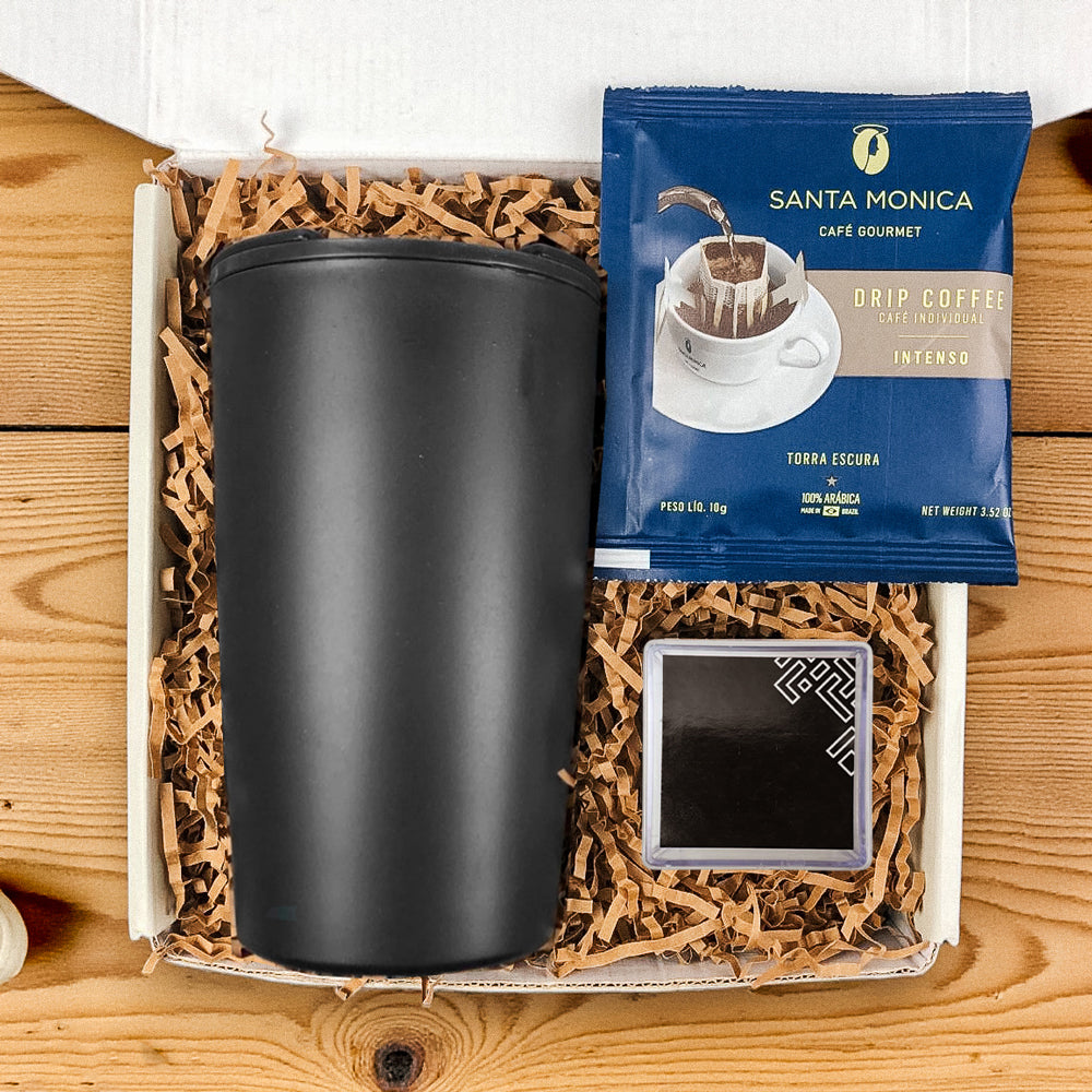 Kit Presente Corporativo Cafe com Copo de Bambu Ecologico - LeBlank Corporativo