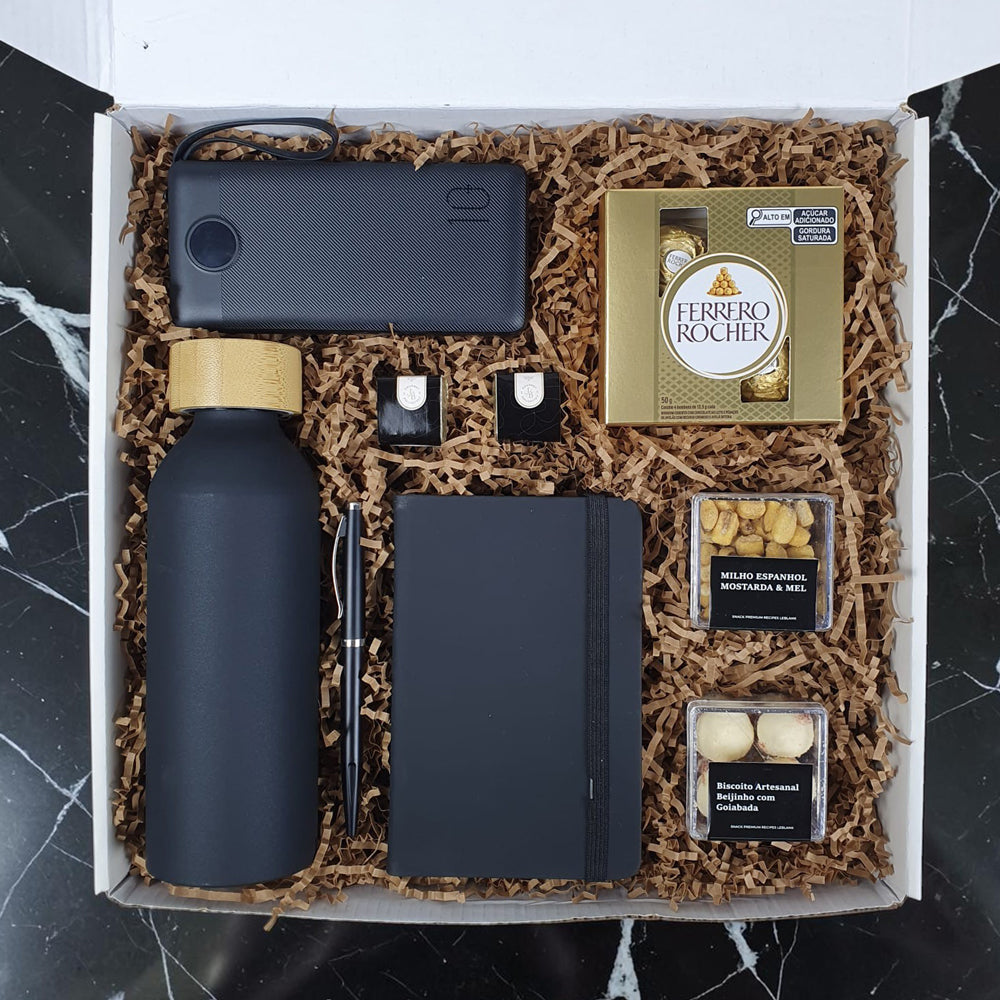 Kit Presente Corporativo Garrafa Squeeze e Caderneta Personalizada