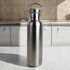 Garrafa Termica de Inox Escovado com Tampa de Madeira 750mL - Personalizado