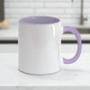 Caneca de Ceramica Branca Lilas Interno e Alca Emborrachada 325mL - Personalizada