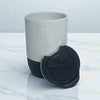 Copo Ceramico Branco Fosco com Tampa Acrilica e Base Silicone 325ml - Preto - Personalizado