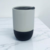 Copo Ceramico Branco Fosco com Tampa Acrilica e Base Silicone 325ml - Preto - Personalizado