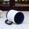 Caneca de Ceramica Branca com Base e Alca de Silicone 325mL - Azul Marinho - Personalizada