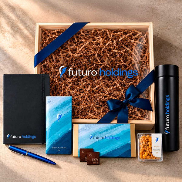 Kit Presente Corporativo Wood Office E Chocolate
