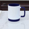 Caneca de Ceramica Branca com Base e Alca de Silicone 325mL - Azul Marinho - Personalizada - LeBlank Corporativo