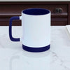 Caneca de Ceramica Branca com Base e Alca de Silicone 325mL - Azul Marinho - Personalizada - LeBlank Corporativo