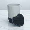 Copo Ceramico Branco Fosco com Tampa Acrilica e Base Silicone 325ml - Preto - Personalizado - LeBlank Corporativo