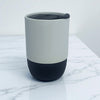 Copo Ceramico Branco Fosco com Tampa Acrilica e Base Silicone 325ml - Preto - Personalizado - LeBlank Corporativo