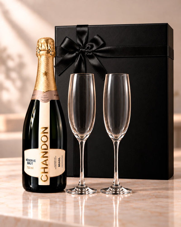 Kit Presente Chandon com 2 Tacas e Caixa Cartonada - LeBlank Corporativo