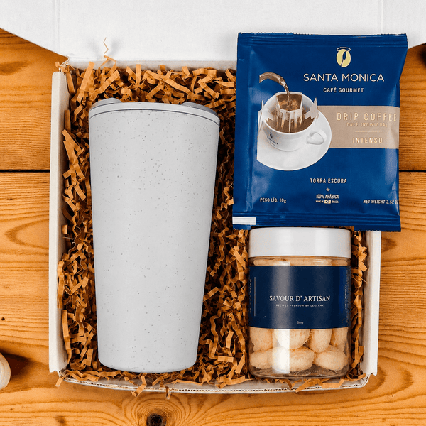 Kit Presente Copo Termico de Bambu e Snacktime - LeBlank Corporativo