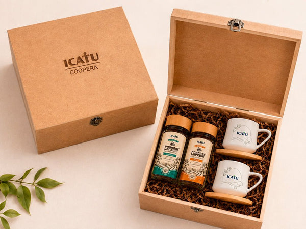 Kit Presente Corporativo Box MDF com 2 Xicaras com Pires - LeBlank Corporativo