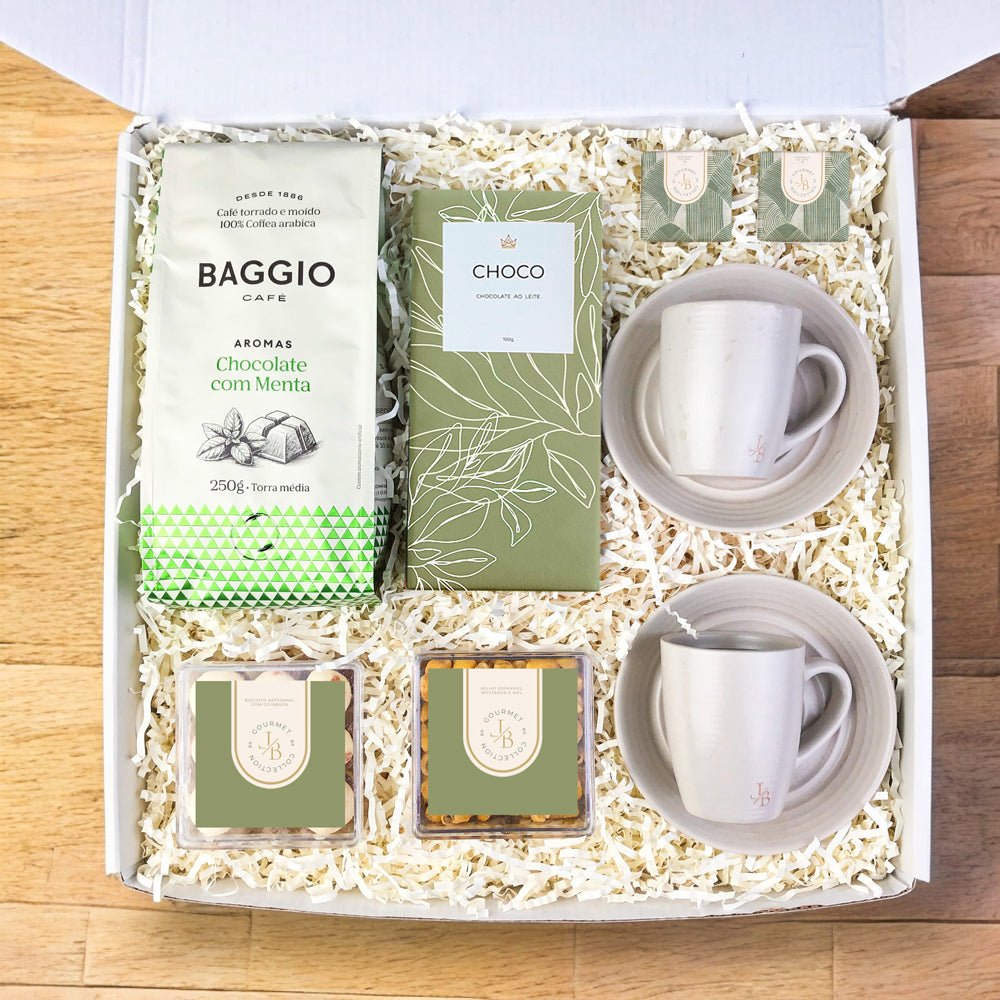 Kit Presente Corporativo Cafe Baggio e Xícara Com Pires Premium - LeBlank Corporativo