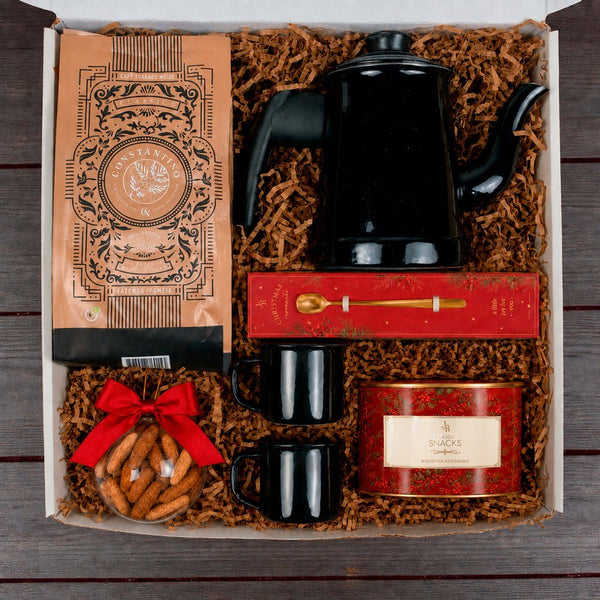 Kit Presente Corporativo Cafe com Bule Rustico com Enfeite de Natal - LeBlank Corporativo
