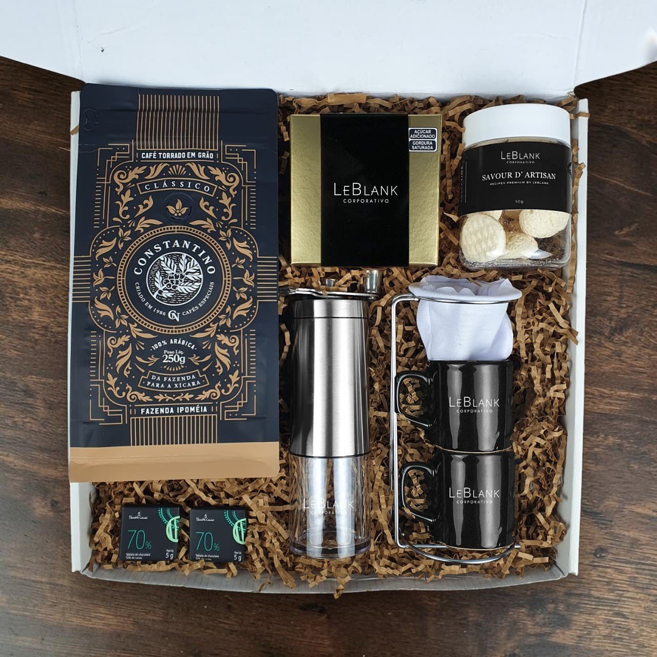 Kit Presente Corporativo Cafe em Graos com Coador Individual - LeBlank Corporativo