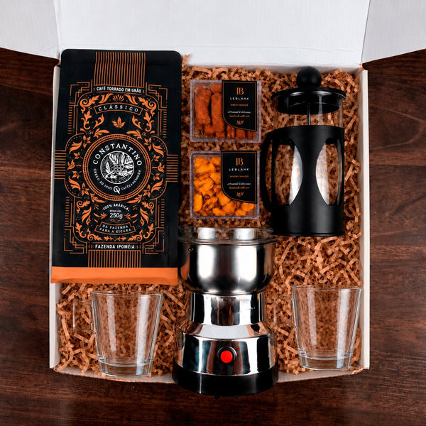 Kit Presente Corporativo Cafe em Graos com Moedor Eletrico - LeBlank Corporativo