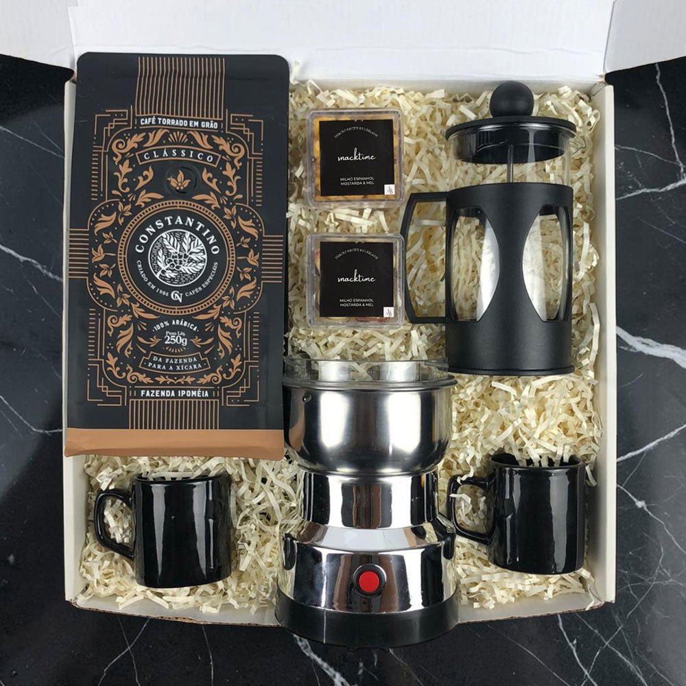 Kit Presente Corporativo Cafe em Graos com Moedor Eletrico - LeBlank Corporativo