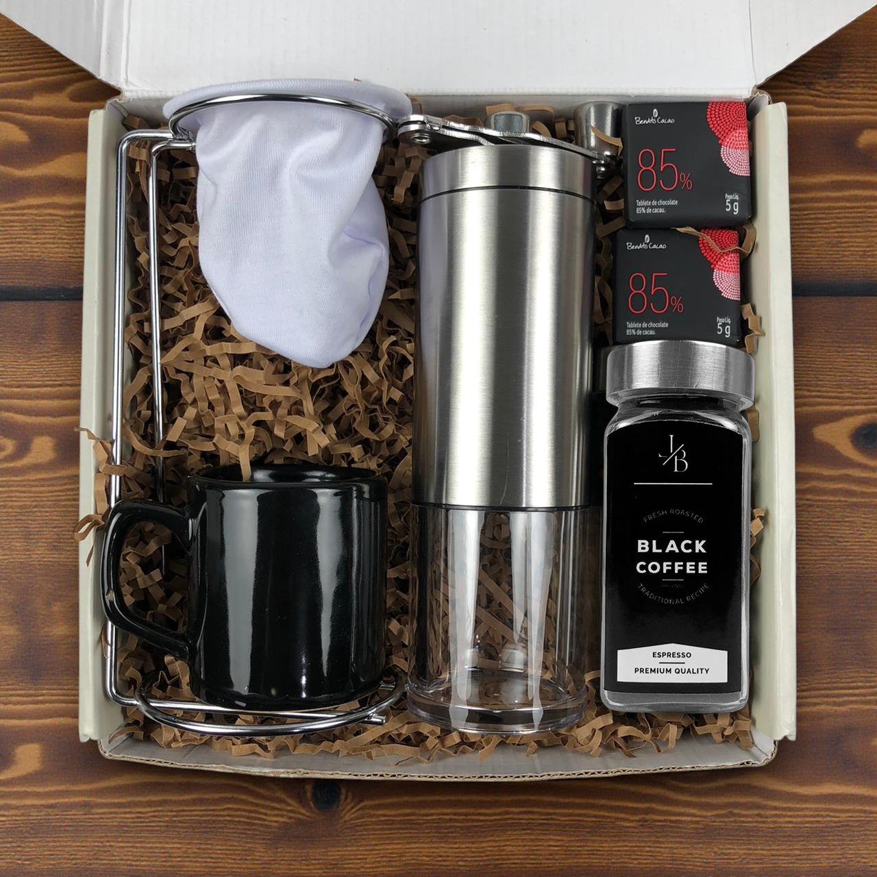 Kit Presente Corporativo Cafe Individual em Graos com Moedor - LeBlank Corporativo
