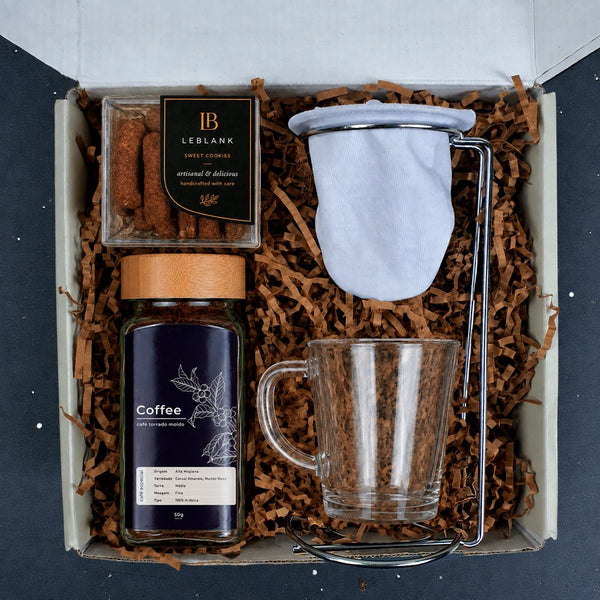 Kit Presente Corporativo Cafe Petit com Coador Individual - LeBlank Corporativo