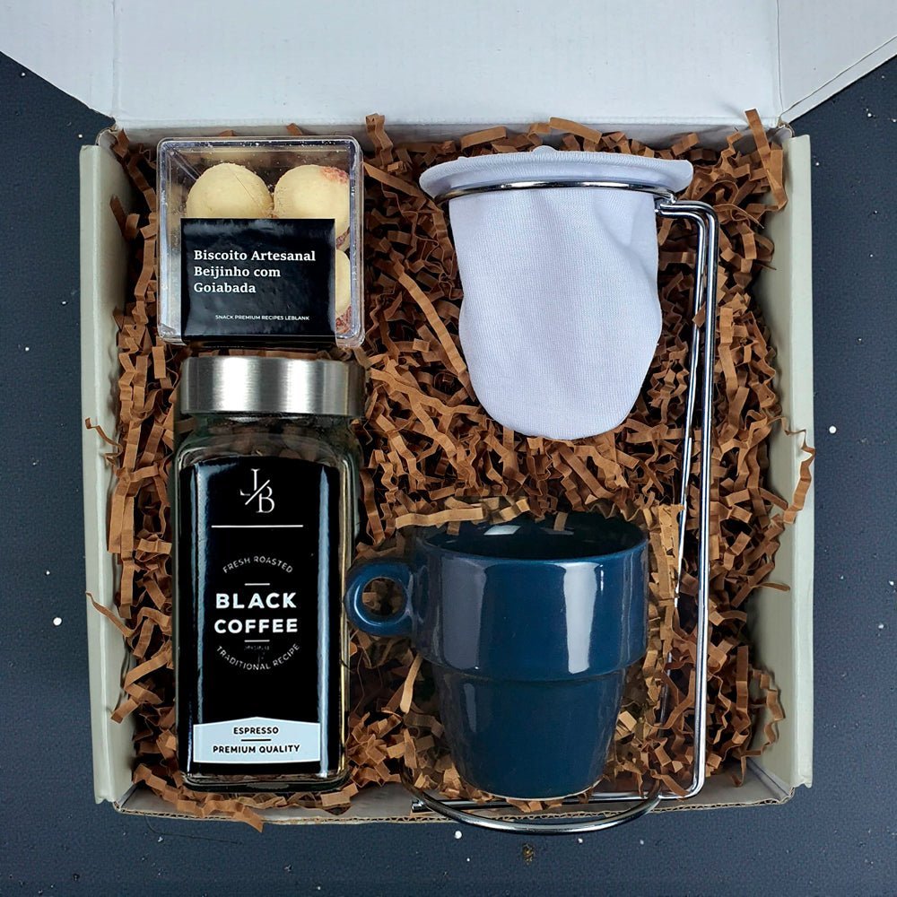 Kit Presente Corporativo Cafe Petit com Coador Individual - LeBlank Corporativo