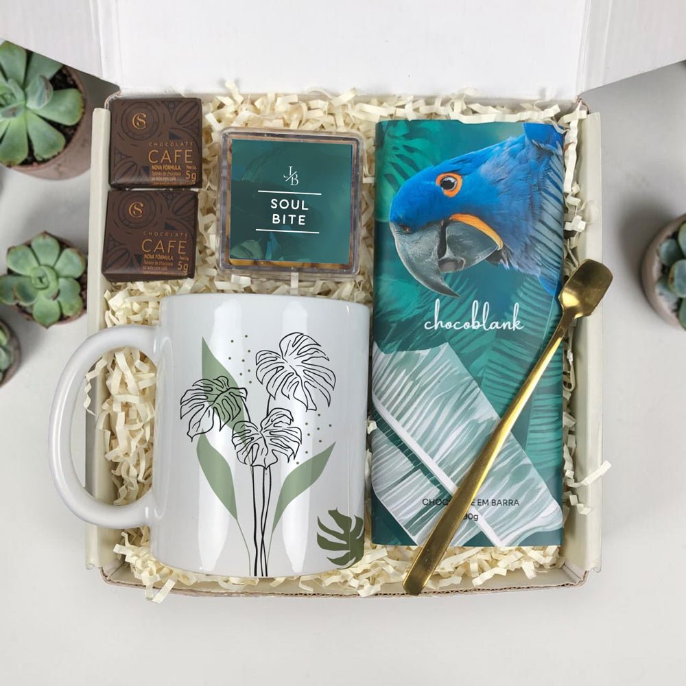 Kit Presente Corporativo Caneca Personalizada Brasil e Chocolate - LeBlank Corporativo