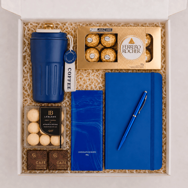 Kit Presente Corporativo Copo Termico LED com Caderneta - LeBlank Corporativo
