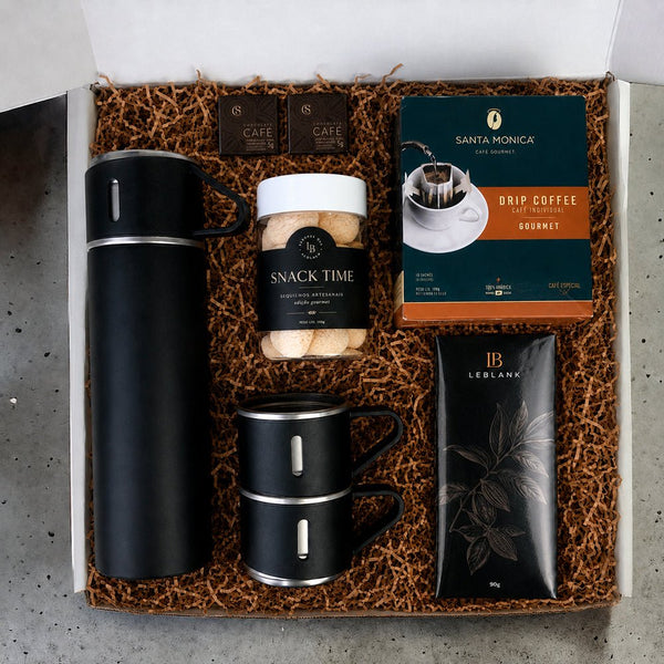 Kit Presente Corporativo Garrafa Termica e Drip Coffee Santa Monica - LeBlank Corporativo